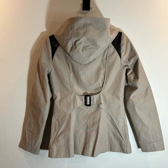MACKAGE Sz S Kelsie Tan W/ Black Accents  Hooded Back Buckle Many Pockets Jacket - Picture 7 of 14